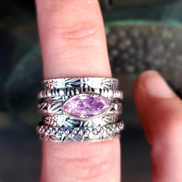 New Pink Topaz 925 Silver Spinner Meditation Ring. - Picture 3 of 10
